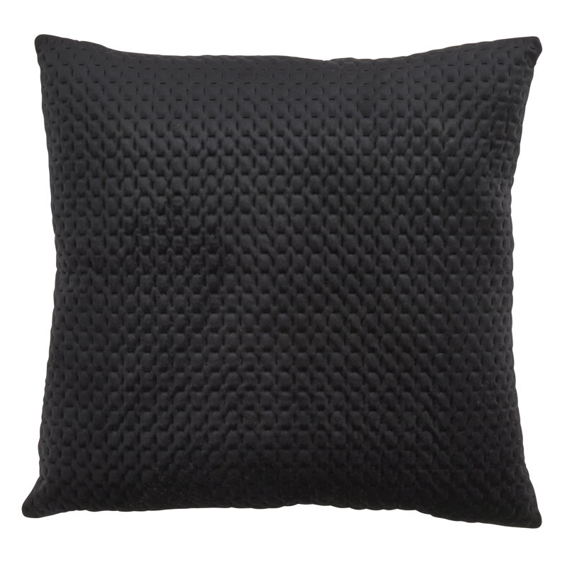 Velvet Square Pillow Cover & Insert, Black, 22" x 22"