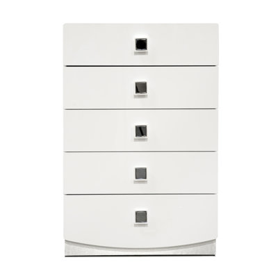 Commode blanche moderne à 5 tiroirs Rachna 