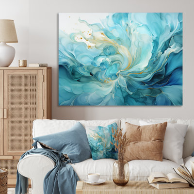 Harmonie d'un tourbillon bleu et or sur toile