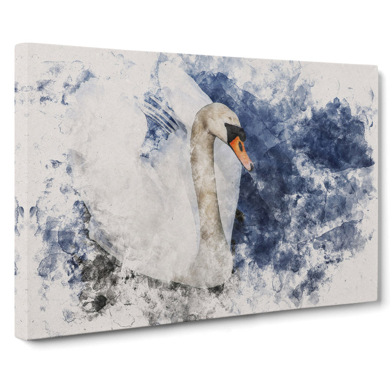 White Swan Vol.2 Watercolour - Wrapped Canvas, 40cm H x 60cm W x 3cm D