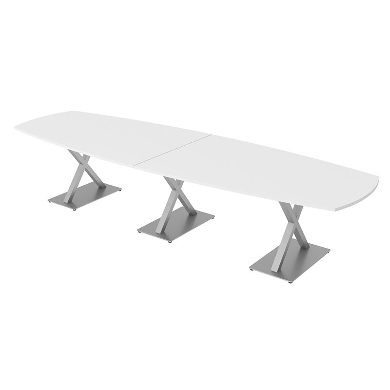 Table de conférence Pavert, H 30 po x l 144 po x P 48 po, Blanc classique, Argent