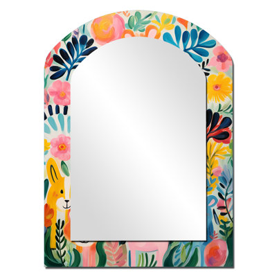 Pépinière, motif animalier coloré IV - miroir asymétrique de chambre de bébé, miroir mural unique