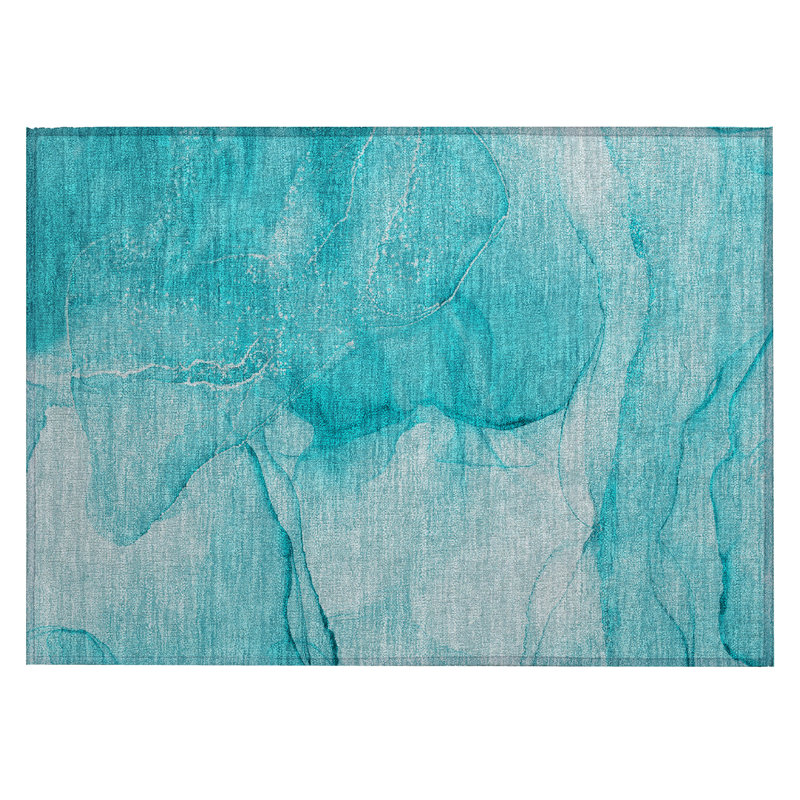 Tapis extérieur lavable antidérapant 2 pi x 3 pi bleu sarcelle