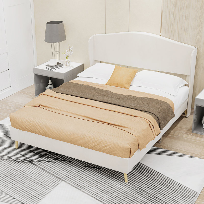 Lit tapissier pour chambre à coucher, Lit double, Beige