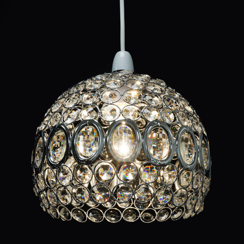 Alice 20cm H Glass Bowl Pendant Shade ( Uno ), Chrome