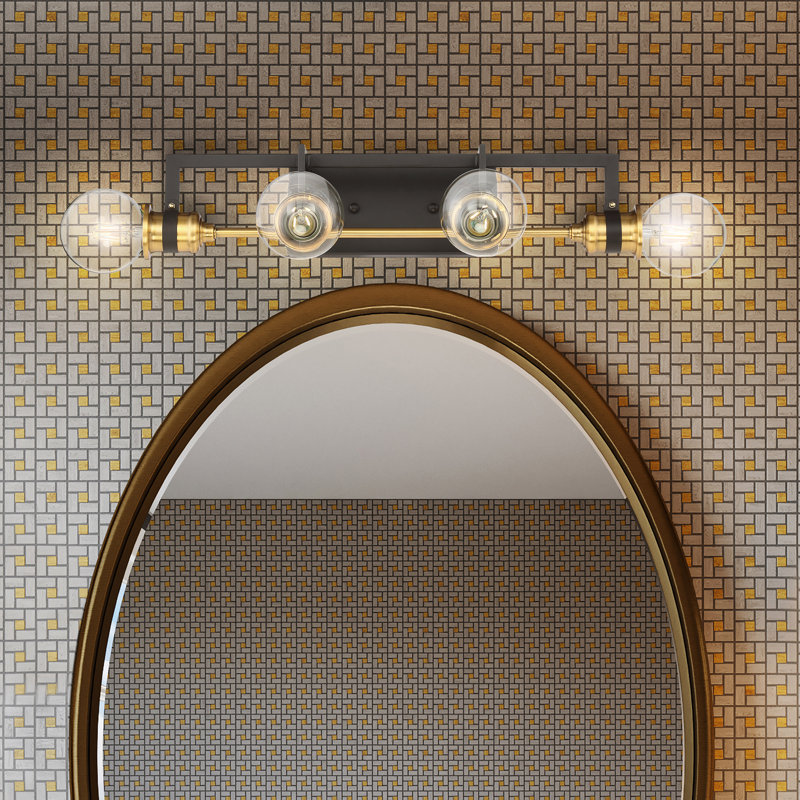 Éclairage pour salle de bain 4 lumières à intensité variable laiton / noir Tommie, 4 lumières