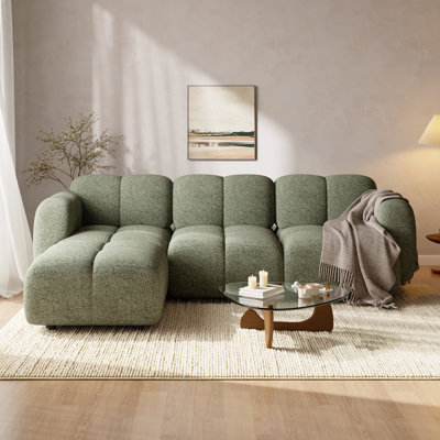 Davisboro L-Shaped Cloud Couch Sectional Sofa with Movable Ottoman
