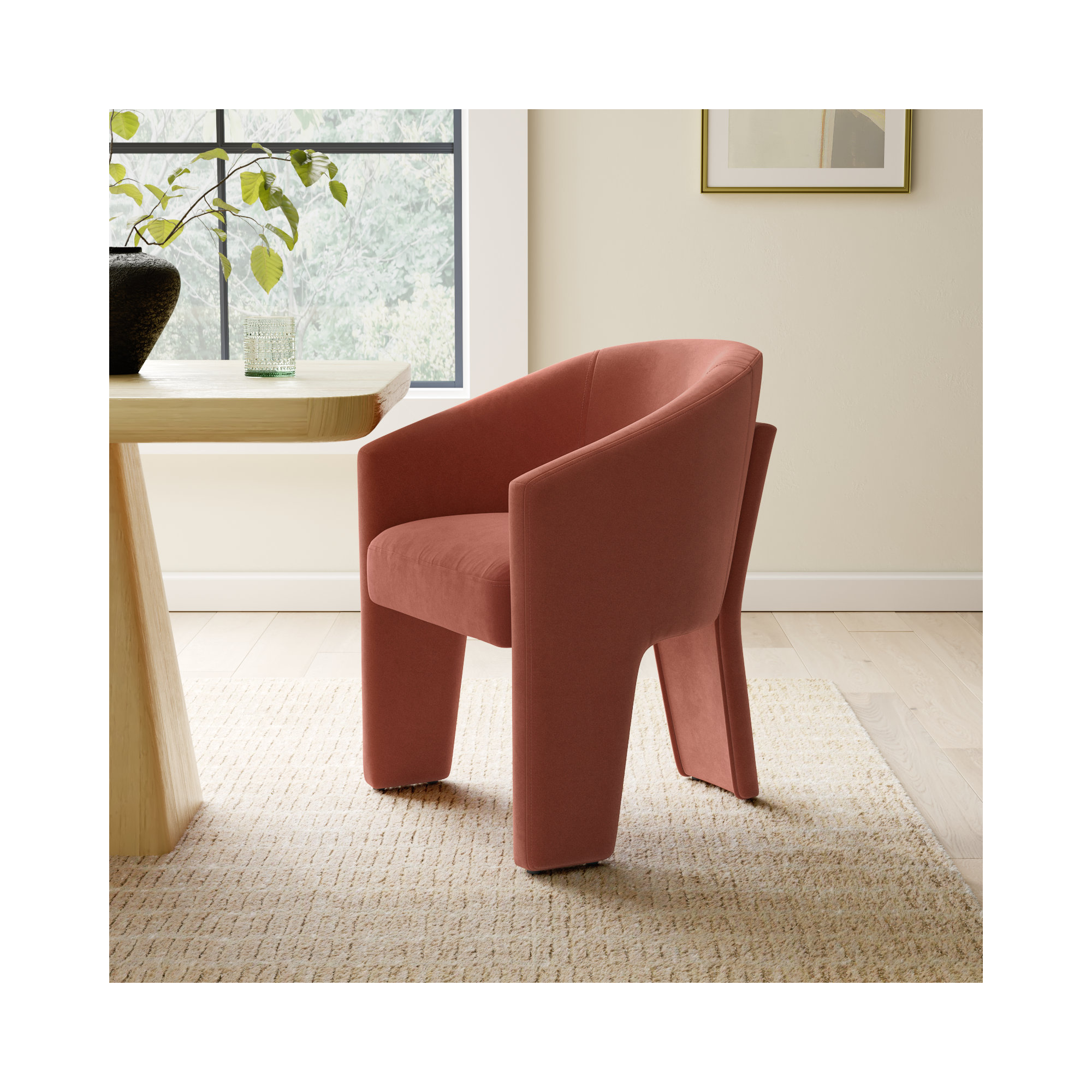 Edenton Upholstered Dining Arm Chair, Falkirk Reddish Brown Velvet