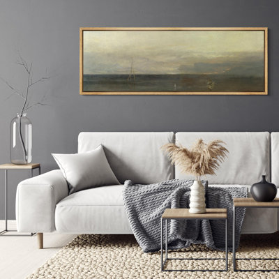 «Minimal Landscape Seascape Tranquil Evening Ocean View Antique Retro Decor Extra Large Art Print», reproduction d'art