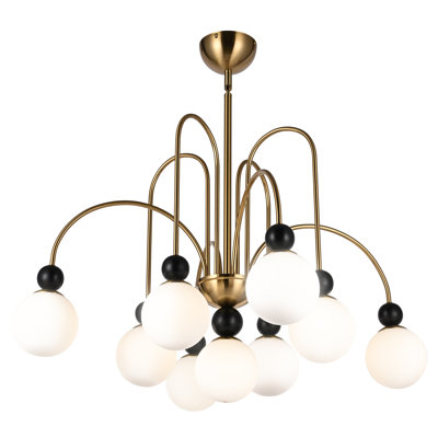 Lustre 32,3 "en cuivre et noir avec lumières