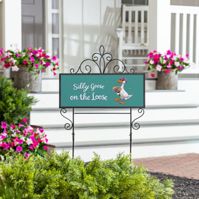 Silly Goose on the Loose PVC Horizontal Yard Sign, 20in x 8in