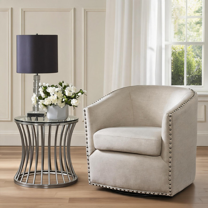 Fauteuil d'appoint rembourré en tissu massif, Beige