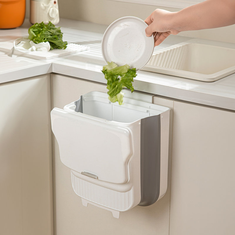 Foldable Kitchen Hanging Trash Bin, Grey