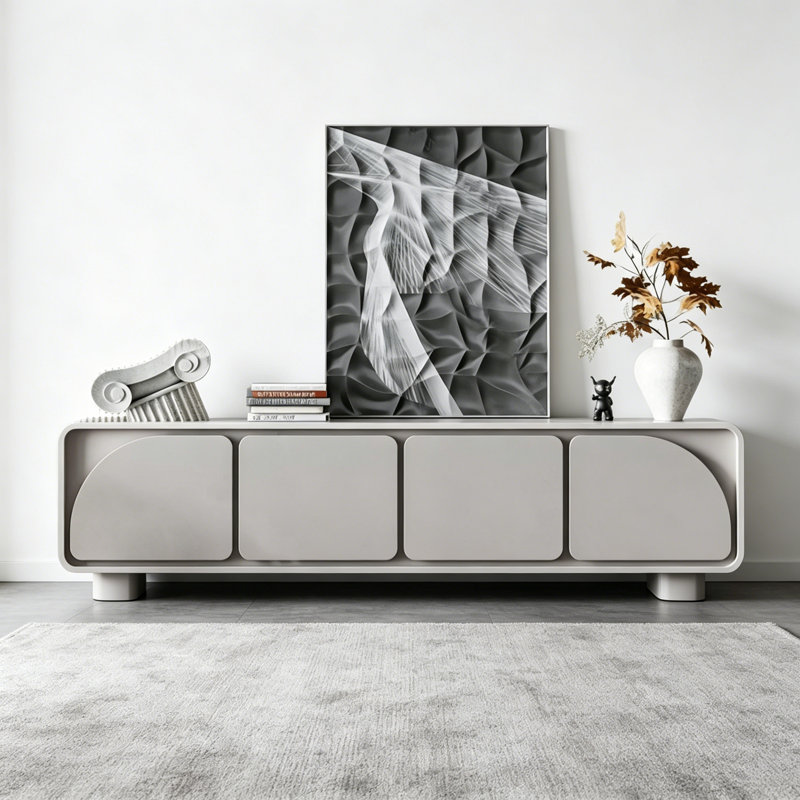 Meuble télé simple de style crème gris