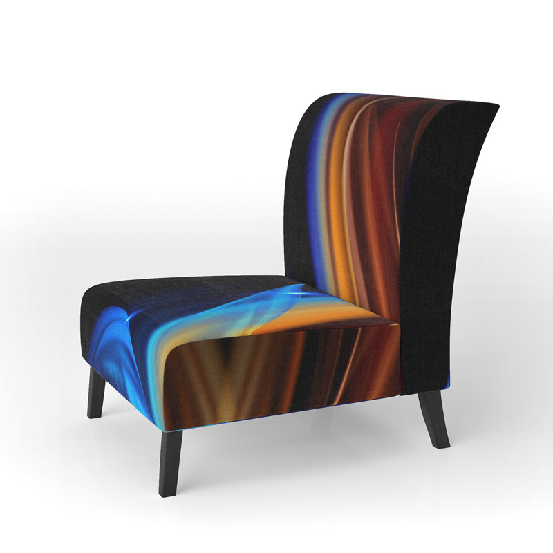 Brechta Vibrant Curve Design II - Velvet Upholstered Modern Slipper Chair, Black/Blue/Red