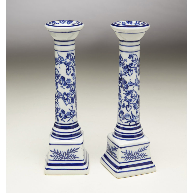 7" Floral Small Porcelain Candlestick