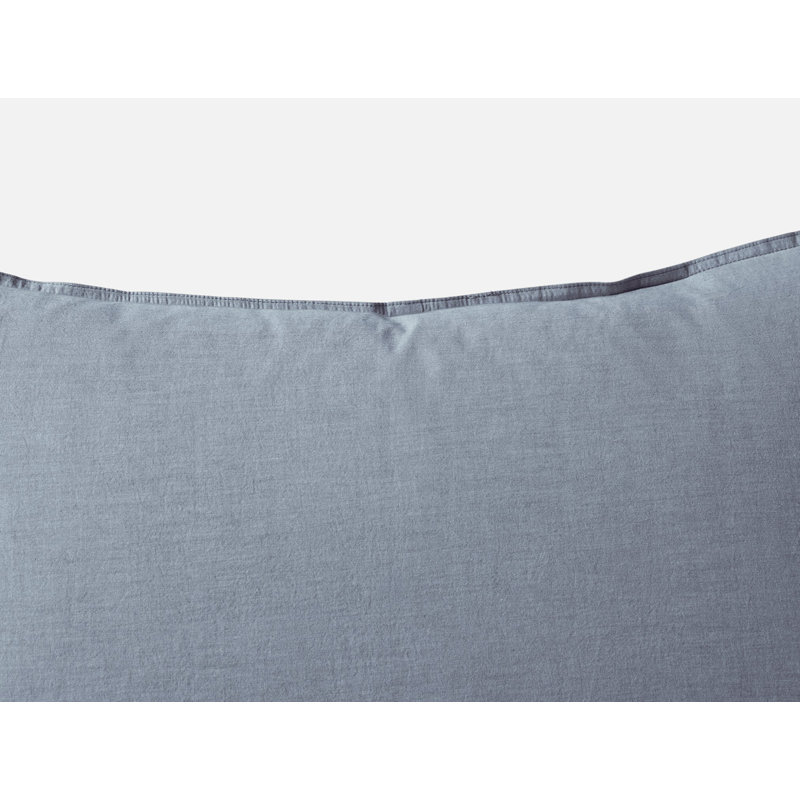 Organic Crinkled Percale Sham, King, Indigo Chambray