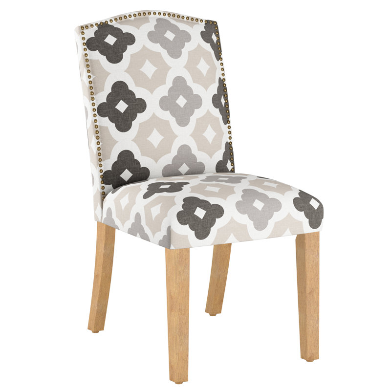 Azzurro 20'' H Cotton Upholstered Dining Chair, Sintra Taupe, Natural Wood