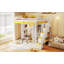 Lit mezzanine double avec escalier de rangement, coiffeuse intégrée, armoire et armoires, ports et lumières de chargement USB-273892118
