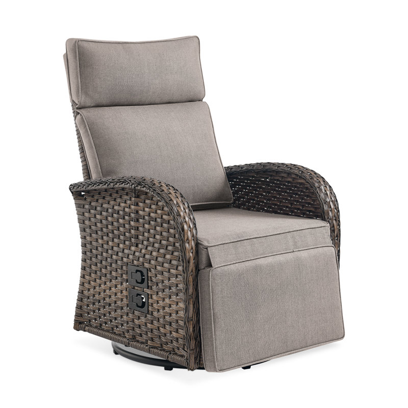 Chaise longue inclinable et réglable en osier Serita, Beige, Brun