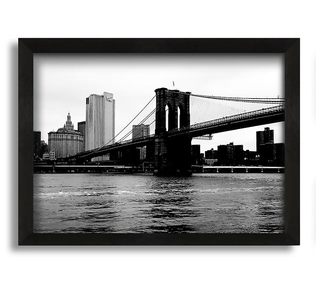 Gerahmtes Leinwandbild Die Ansicht von New York unter Brooklyn Bridge