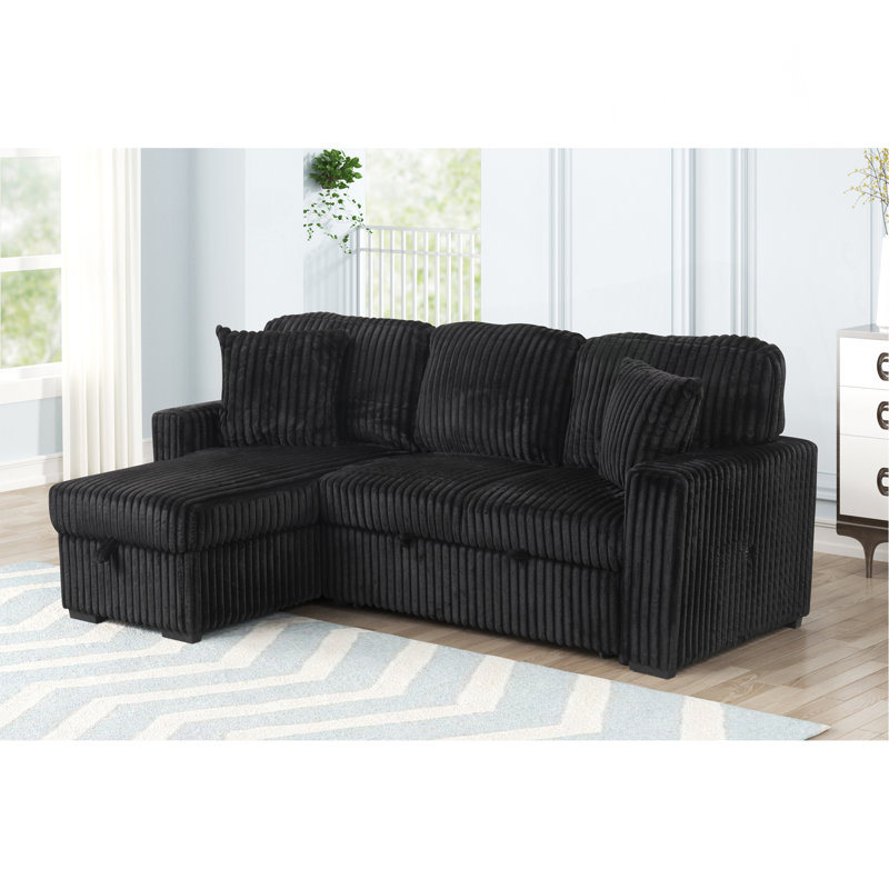 Canapé modulaire moelleux avec canapé-lit en tissu de velours, Noir