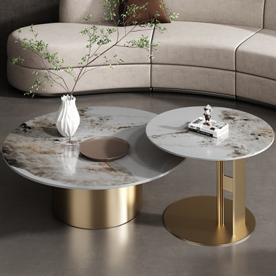 Ensemble de tables basses gigognes en marbre gris