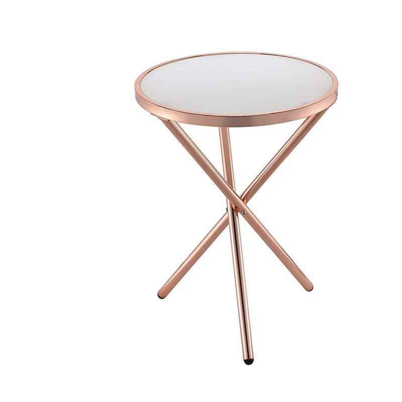 Compton Martin Glass Top End Table, Copper, Frosted Glass