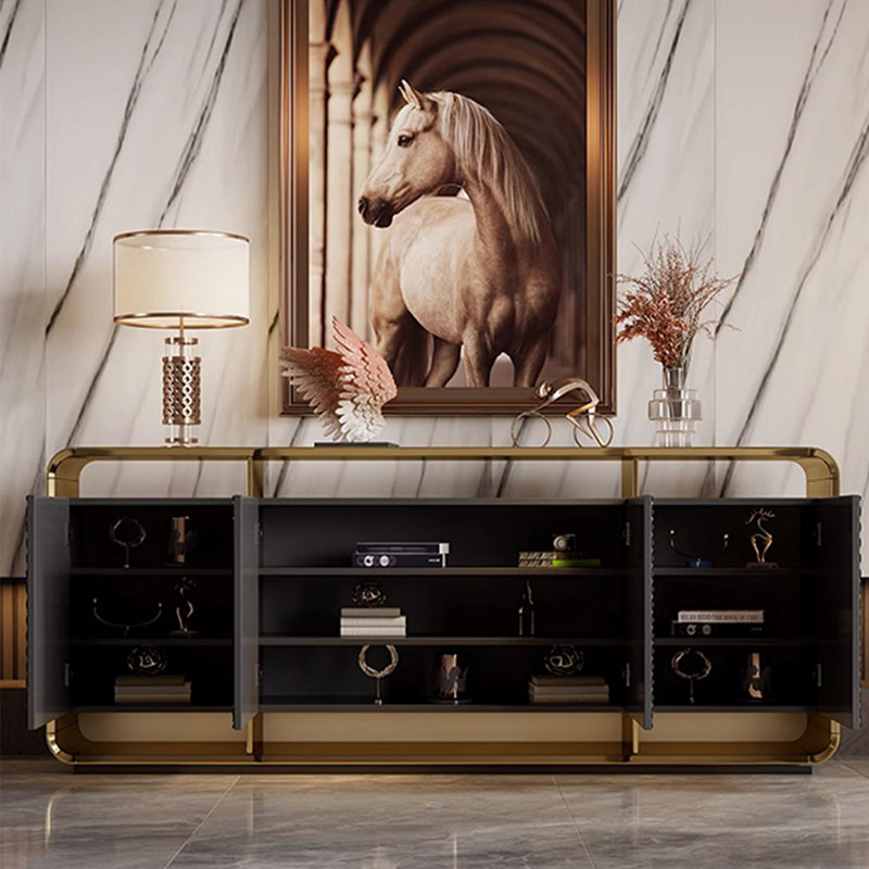Solid Wood Minimalist Modern Sideboard, Gray