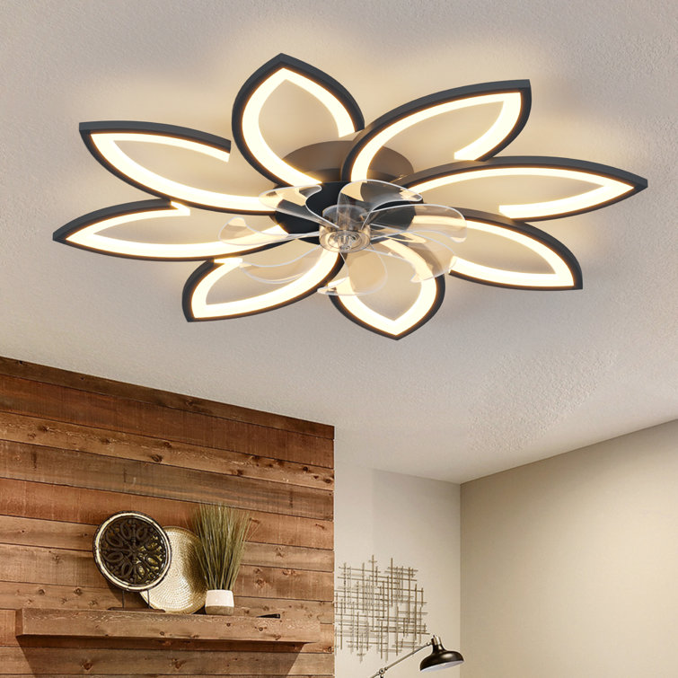36.22'' 7- Blade Dimmable LED Reversible Flush Mount Ceiling Fan With Remote And App