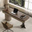 Bureau rectangulaire à 5 tiroirs brun noisette + beige + gris foncé en bois manufacturé + acier inoxydable-108647553-108647557