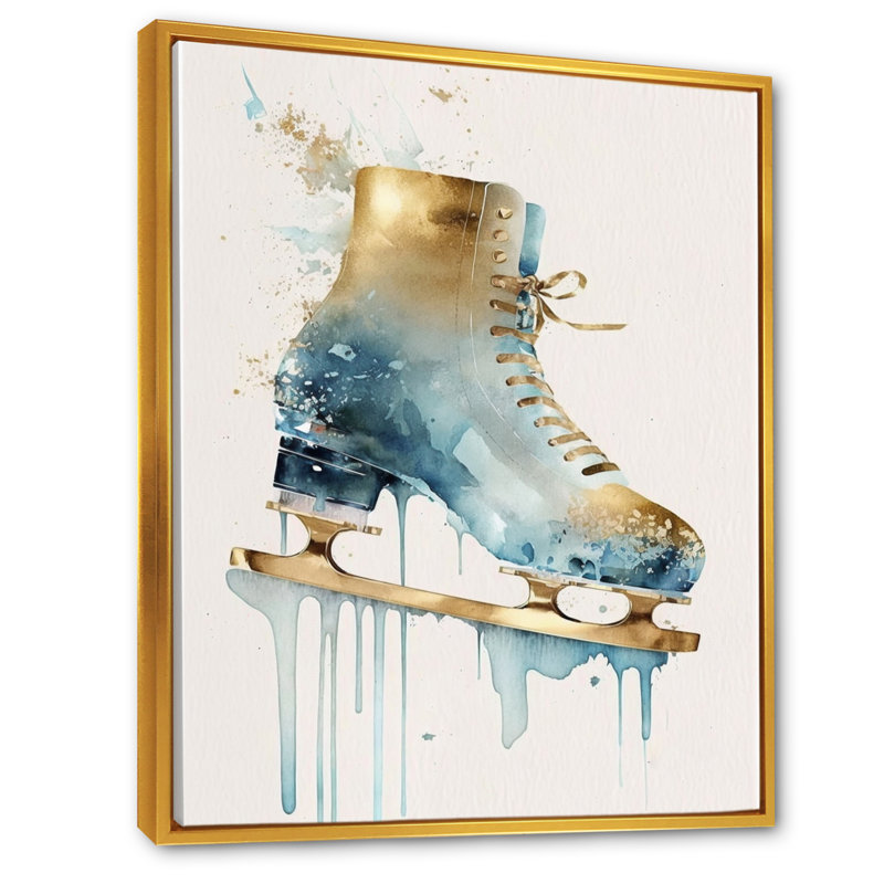 Patinage artistique I - reproduction sur toile, L 12 po x H 20 po, Toile avec cadre flottant or