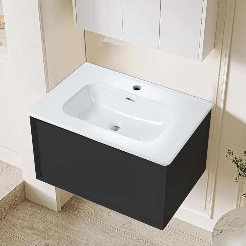 Bassin intégré en céramique blanche, drain non inclus