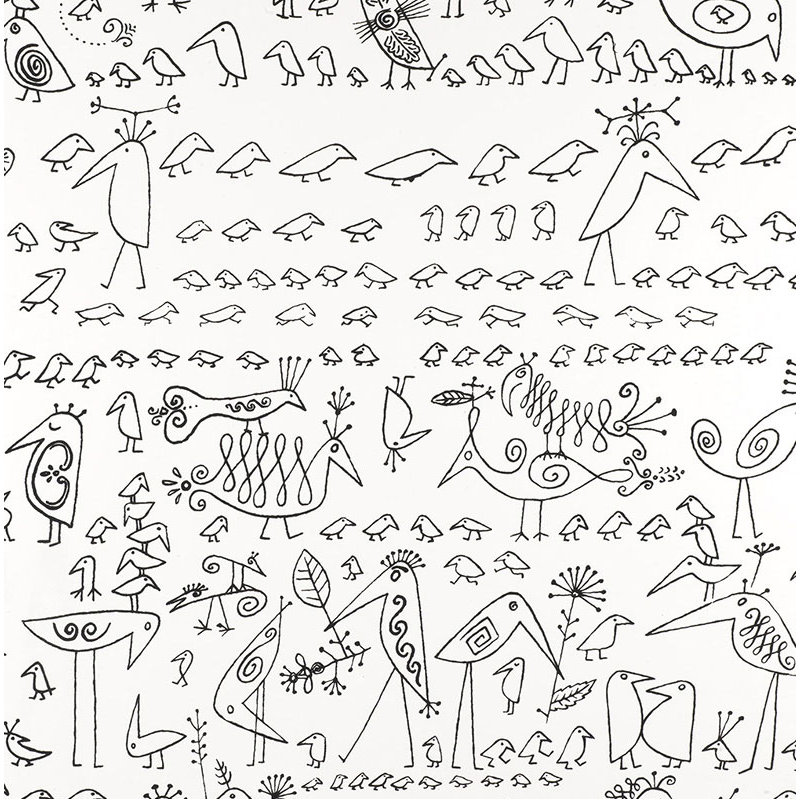 Papier peint aviaire, Noir / blanc