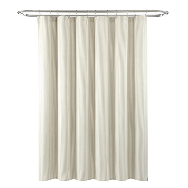 Bruno Cotton Blend Striped Shower Curtain, Beige