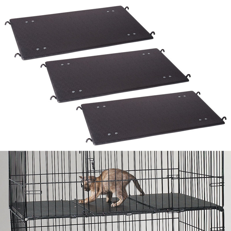 Black Durable Plastic Cat Cage Platforms Set of 3