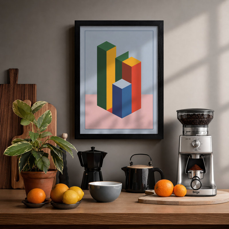 Geometric Columns Minimalist - Print, Black, A3 - 42.0 x 29.7 cm