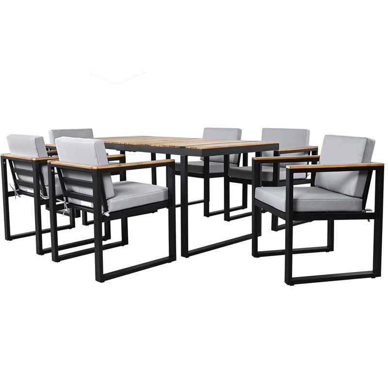 6-Person Outdoor Dining Set, Gray