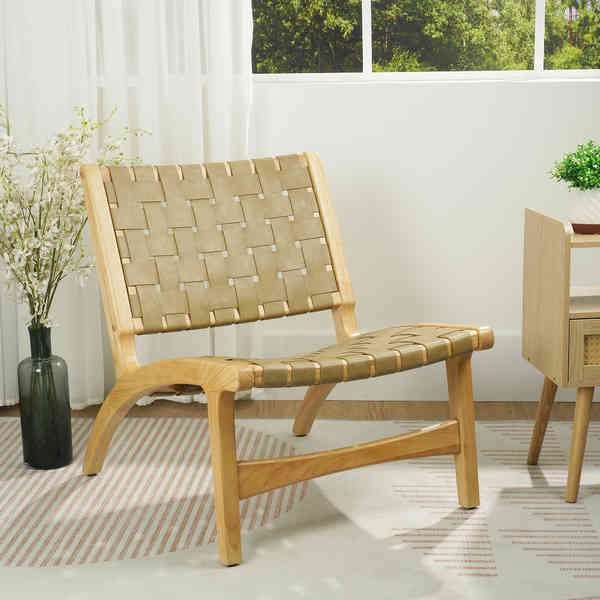 Méridienne large de 20 po Mansimrat, Cuir lin / naturel