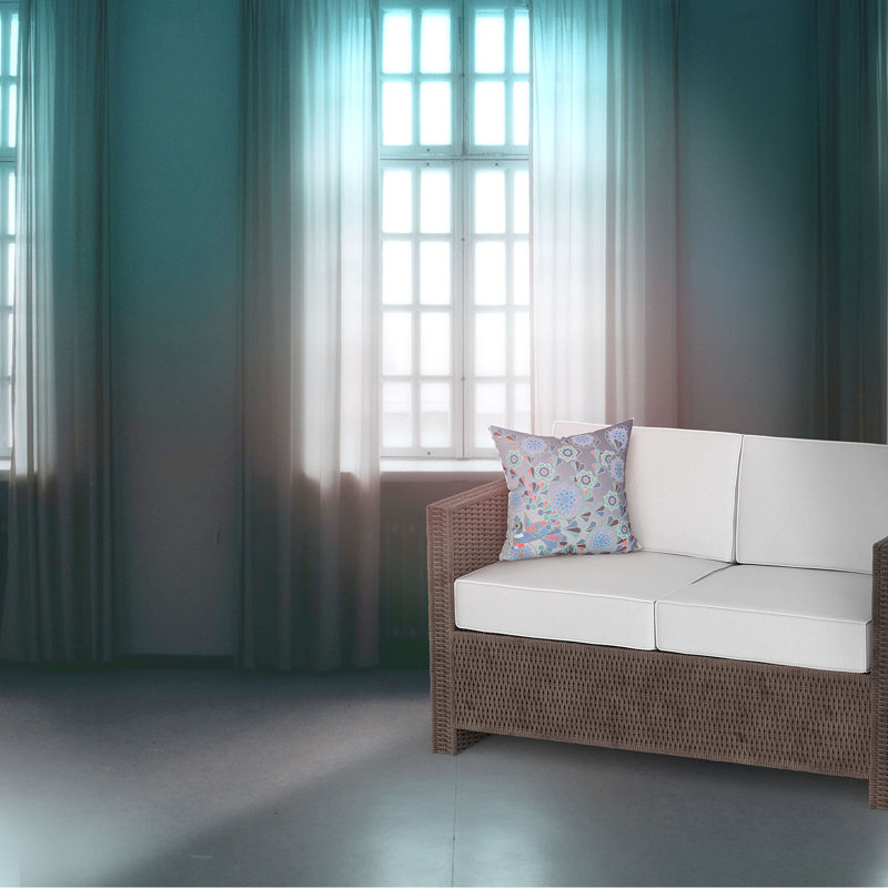  Housse et insert de coussin carré en faux suède Glory of Flowers, 16 po x 16 po, Bleu / vert clair / blanc