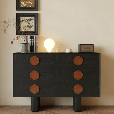 Black Solid + Manufactured Wood Accent Cabinet