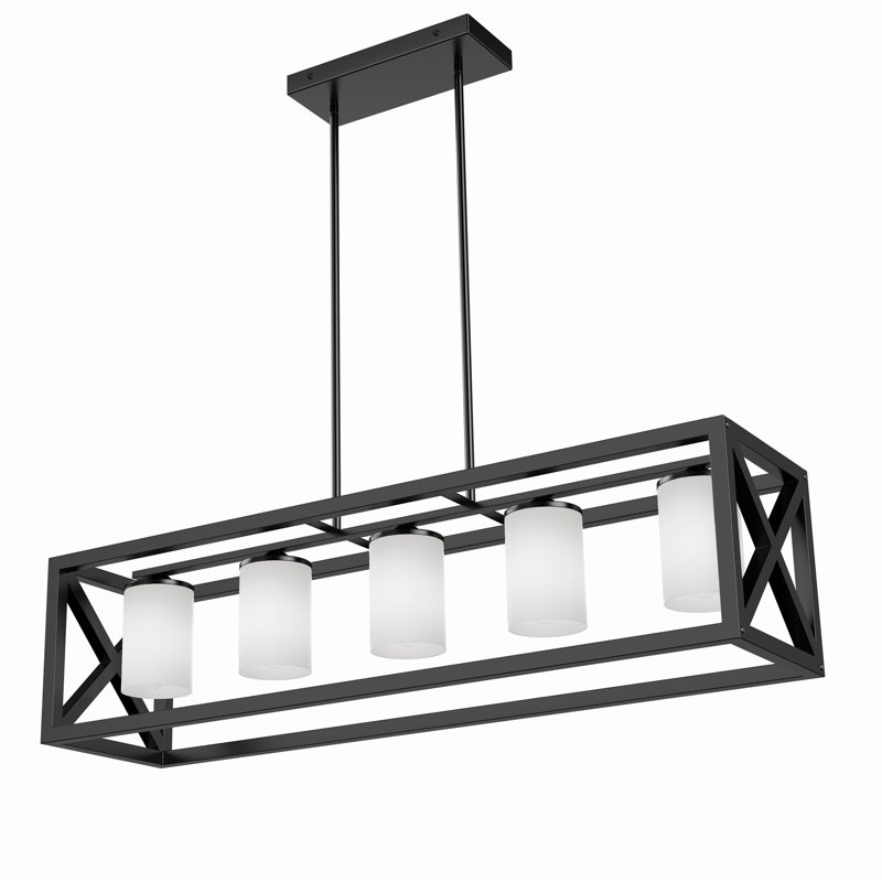 Warthman 5 - Light Chandelier, Matte Black, White, 5 Lights