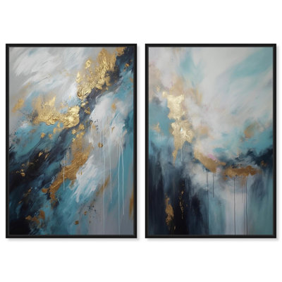 Rainfall Realm Set Canvas Set of 2 Luxe Abstract Sets by