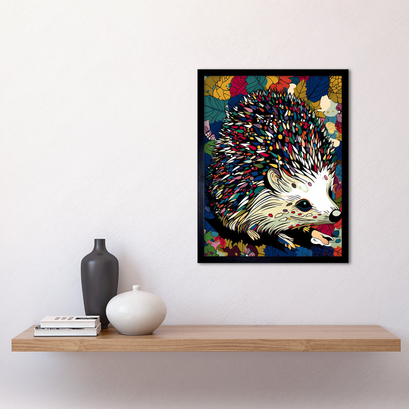 Alibay Hedgehog In Autumn Leaves - Single Picture Frame Print