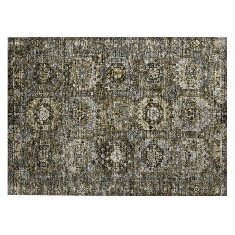 Machine Washable Indoor/Outdoor Xhevrie Mocha Rug
