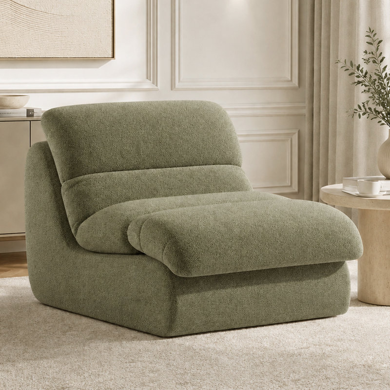 Chaise d'appoint rembourrée Modern, Vert