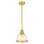 Suspension de 8 po à 1 lumière, fini or brossé mat, abat-jour en verre transparent, culot E26, idéal pour îlot de cuisine.-337527770-467796885