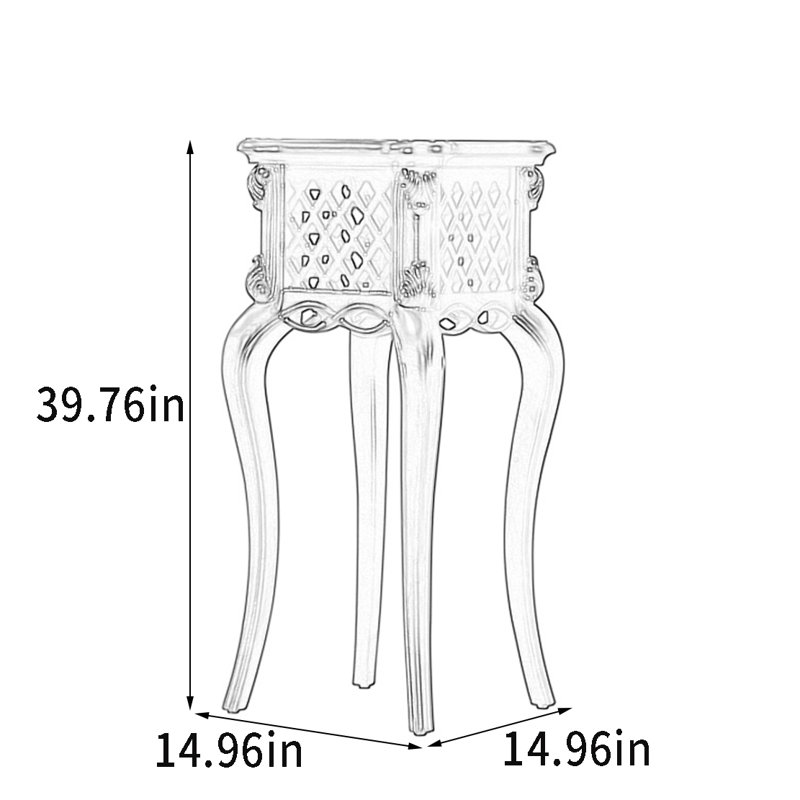 Support pour plante d'intérieur en bois massif rétro, H 39,76 po x l 14,96 po x P 14,96 po