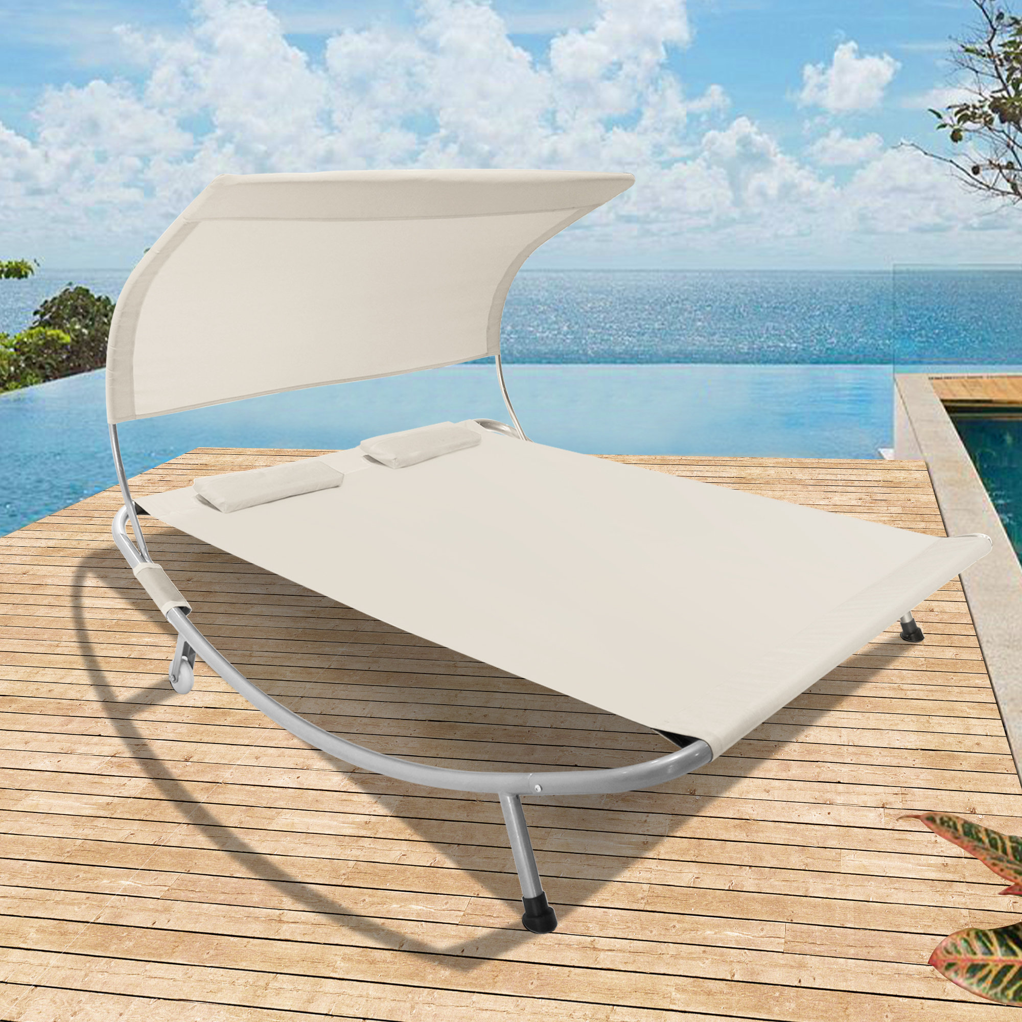 Double reclining sun lounger hot sale