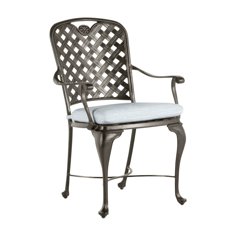 Provance Patio Dining Armchair with Cushion, Natural White, No Welt, Chalk
